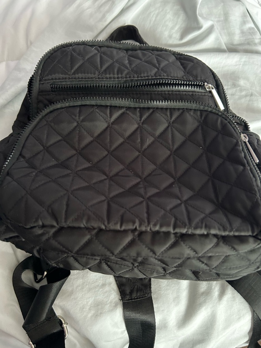 Quilted Black puffer like Backpack - Classic Everyday Bag